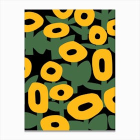 Whimsical Doughnut Bloom In Yellow Canvas Print