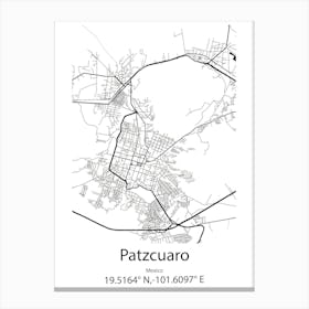 Patzcuaro,Mexico Minimalist Map Stampe su tela