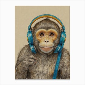 Monkey With Headphones 5 Canvas Print