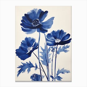 Blue Botanical Anemone 4 Canvas Print