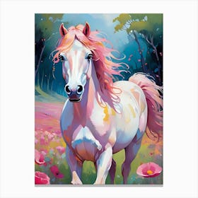 Pink Horse In The Field Canvas Print