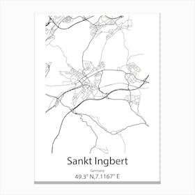 Sankt Ingbert,Germany Minimalist Map Canvas Print