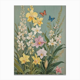 Pastel Orchids And Butterflies Canvas Print