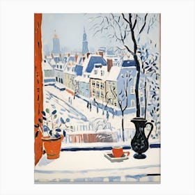 The Windowsill Of Bruges   Belgium Snow Inspired By Matisse 2 Canvas Print