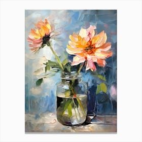 Dahlias In A Jar Canvas Print