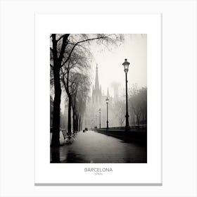 Poster Of Barcelona, Spain, Black And White Analogue Photography 4 Canvas Print