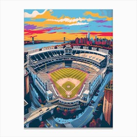 Yankee Stadium New York Colourful Silkscreen Illustration 1 Canvas Print