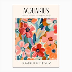 Flowers For The Signs Aquarius 2 Zodiac Sign Canvas Print