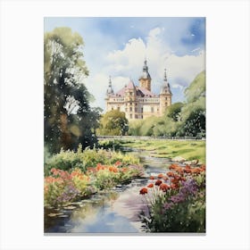 Nymphenburg Palace Gardens Germany Watercolour 2  Canvas Print