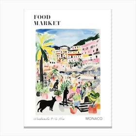 The Food Market In Monaco 2 Illustration Poster Canvas Print
