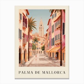 Palma De Mallorca Spain 2 Vintage Pink Travel Illustration Poster Canvas Print
