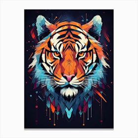 Tiger Art In Geometric Abstraction Style 3 Canvas Print