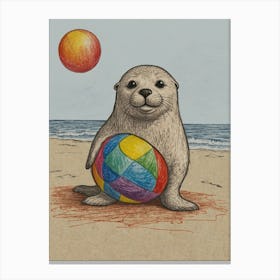 Seal With A Ball 1 Canvas Print