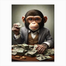 Monkey With Money Canvas Print