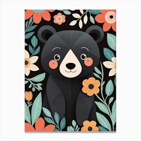 Floral Cute Baby Bear Nursery (8) Canvas Print