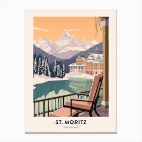 Vintage Winter Travel Poster St Moritz Switzerland 4 Canvas Print