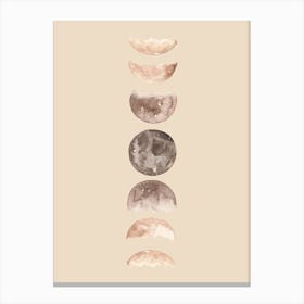 Moonphases Beige Canvas Print
