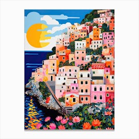 Postiano, Italy, Illustration In The Style Of Pop Art 3 Canvas Print
