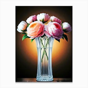 Roses In A Vase Canvas Print