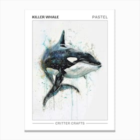 Killer Whale Pastel Watercolour 2 Poster Canvas Print