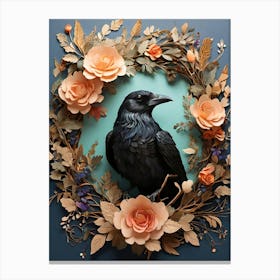 Crow In A Wreath 7 Canvas Print