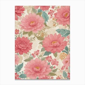 Pink Flowers Wallpaper Canvas Print