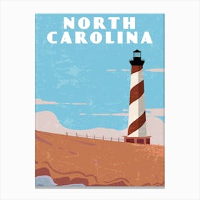 North Carolina, USA — Retro travel minimalist poster Canvas Print