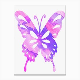 Animal Negative Space ― Butterfly Purple Striated Canvas Print