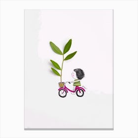 Girl On A Bike Canvas Print