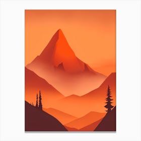 Misty Mountains Vertical Composition In Orange Tone 2 Canvas Print