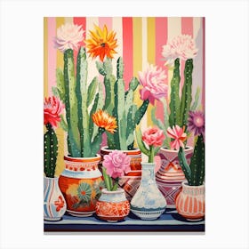 Cactus Painting Maximalist Still Life Notocactus 3 Canvas Print