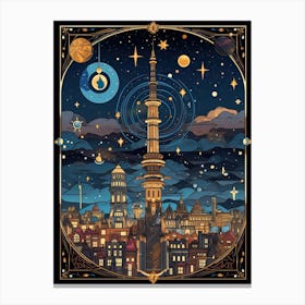 Berlin, Germany, Tarot Card Travel  Line Art 4 Canvas Print