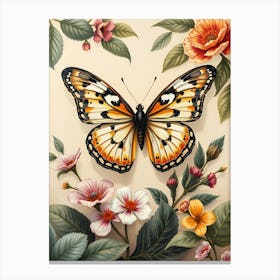 Butterfly On A Flower 3 Canvas Print