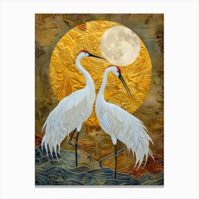 Cranes In The Moonlight 1 Canvas Print