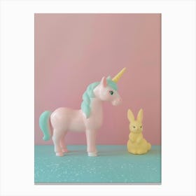 Pastel Toy Unicorn & Toy Bunny 1 Canvas Print
