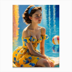 Girl In A Yellow Dress Canvas Print