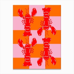 Lobster Tile Red On Pink And Orange Canvas Print