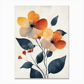 Orange And Blue Flowers Canvas Print