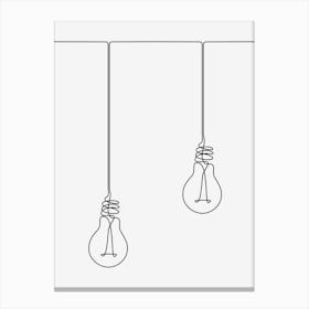 Light bulbs monoline drawing Canvas Print