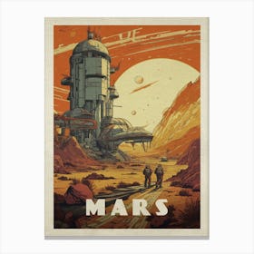 Mars, colony, astronaut — Vintage space poster, retro space art, retrofuturism, retro sci-fi 3 Canvas Print