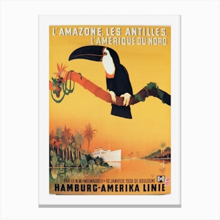 Poster Advertising The Hamburg Amerika Linie Canvas Print