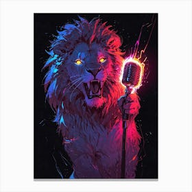 Lion With Microphone Canvas Print