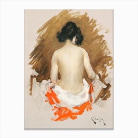 Naked Japanese Woman With A Kimono, William Merritt Chase Canvas Print