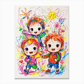 Three Little Kids Canvas Print