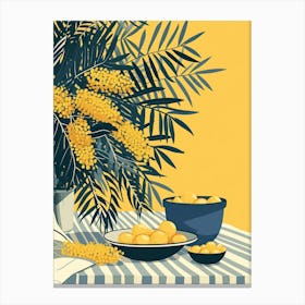 Mimosa Flowers On A Table   Contemporary Illustration 4 Canvas Print