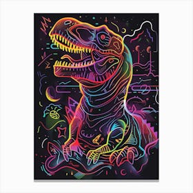 Dinosaur Neon Outlines 1 Canvas Print
