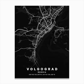 Volgograd Russia Black Map Canvas Print