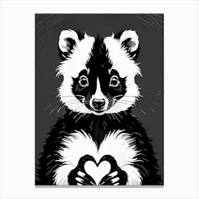 I Love Skunks A Skunk With Heart Canvas Print