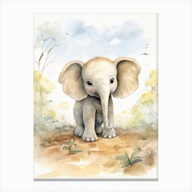 Elephant Painting Writing Watercolour 3  Canvas Print