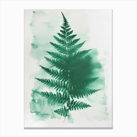 Green Ink Painting Of A Cinnamon Fern 1 Canvas Print